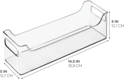 iDesign Stackable Plastic Pantry Bin with Handles, Set of 2, Clear | For Cabinets or Fridge, Made in USA