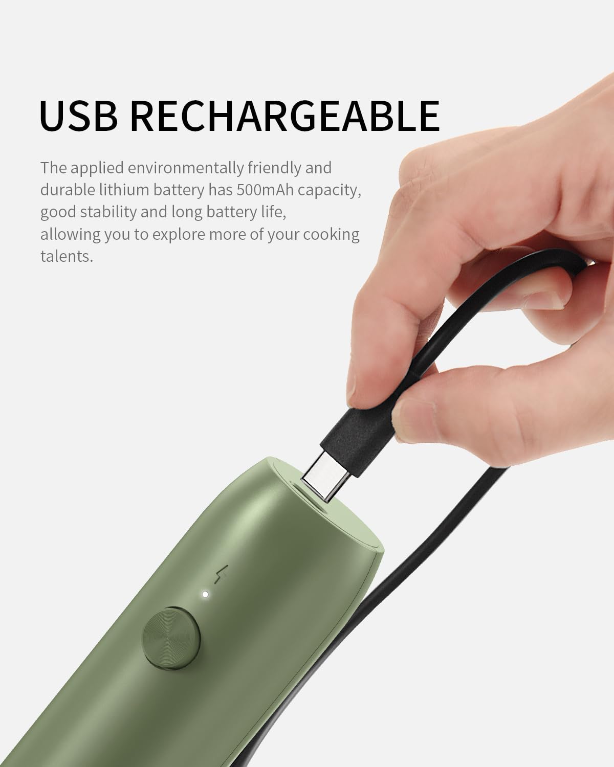 CIRCLE JOY Rechargeable Milk Frother Handheld with Stand, Dual Spring Whisk Head Electric Coffee Frother Foam Maker, Portable Drink Mixer for Cappuccino, Latte, Matcha, Black