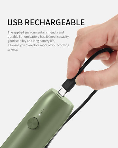 CIRCLE JOY Rechargeable Milk Frother Handheld with Stand, Dual Spring Whisk Head Electric Coffee Frother Foam Maker, Portable Drink Mixer for Cappuccino, Latte, Matcha, Black