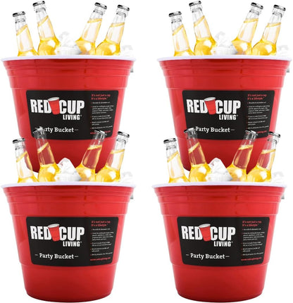 Red Cup Living Large Party Ice Bucket, 201 oz Insulated Drink Cooler for Parties, Bar & Kitchen, Durable Plastic Beer, Wine & Champagne Beverage Tub for Holiday