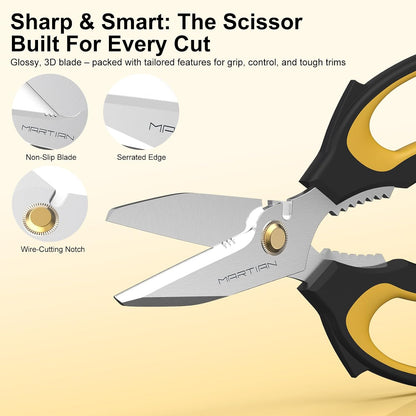 8“ Sharp Heavy Duty Kitchen Scissors, Multi Purpose Kitchen Shears for Food