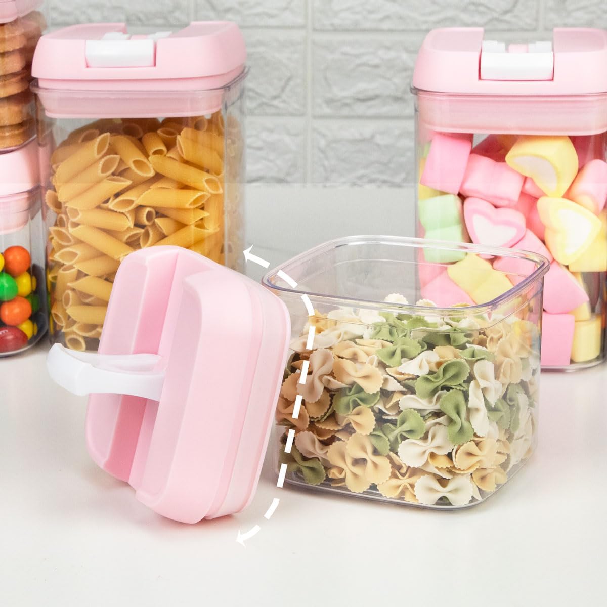 U-QE Airtight Food Storage Containers -8 Piece BPA Free Clear Plastic Airtight Containers with Easy Lock Lids for Kitchen Pantry Organization and Storage - Sugar, Flour, Cereal, Labels & Marker