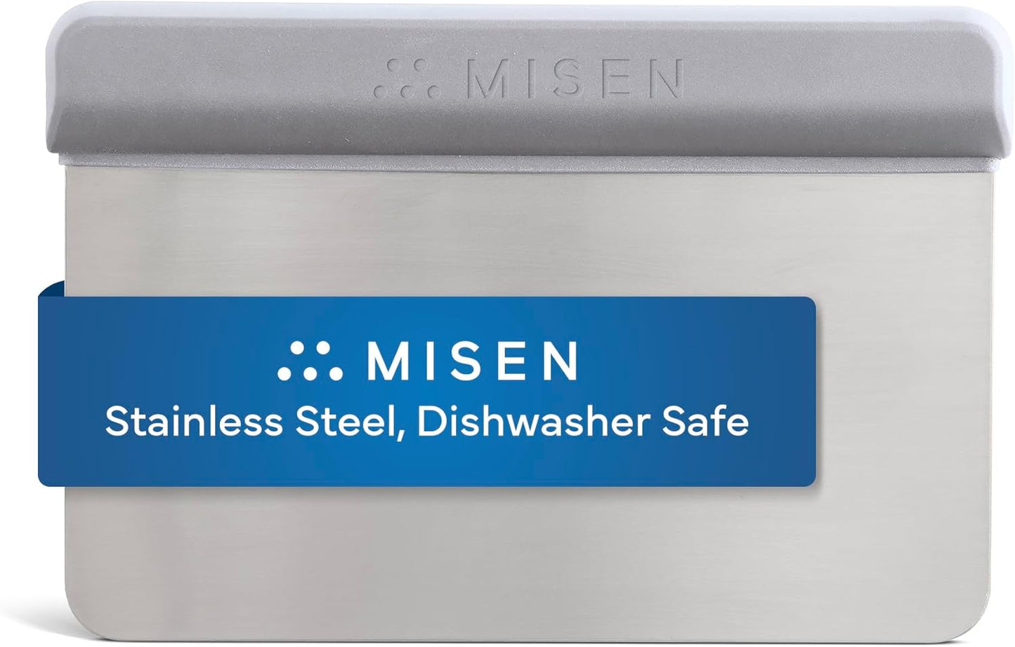 Misen Stainless Steel Bench Scraper - Versatile Food Scraper with Blue Handle - Ideal for Kitchen, Pastry & Dough - Durable Cutting Board Scraper Tool for Effortless Transfer into Pots & Pans - Blue