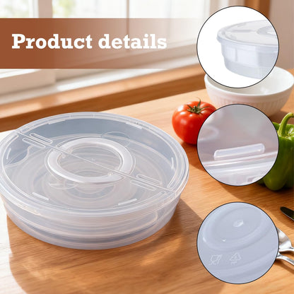 2 Pack 12 Inch Pie Carrier with Lid and Handle Reusable 2 Compartments Food Storage Container Plastic Pizza Storage Containers Round Pie Keeper for Cake Cheesecake Tortilla
