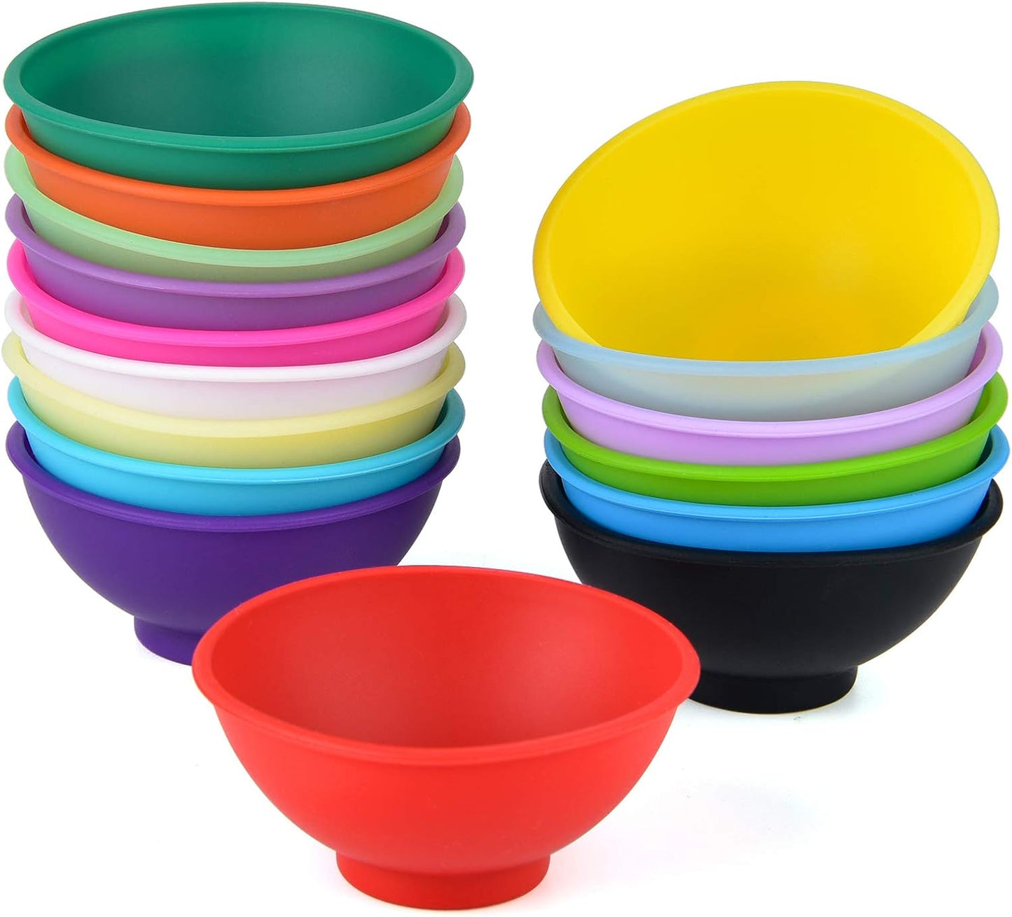 Coopay 16 Pieces Mini Silicone Pinch Bowls Multicolor Heat Resistant Snack Bowls Prep and Serve Bowls, Unbreakable, Flexible, 1.75 Oz (Stripe Colors)