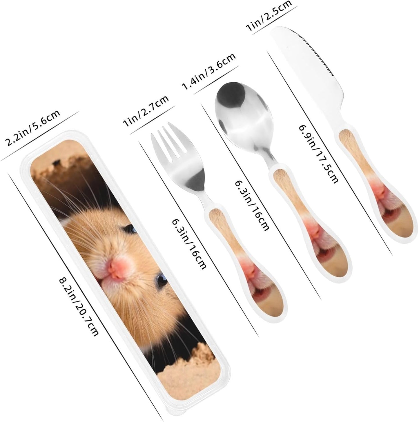 3-Piece Kids Silverware Set With Storage Case, Stainless Steel Reusable Children Safe Knife Spoon Fork Set Blue Active Girl Running Sunset Children Flatware Set For Kids Lunch Box - Colors C