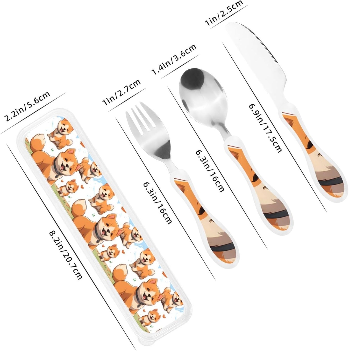 3-Piece Kids Silverware Set With Storage Case, Stainless Steel Reusable Children Safe Knife Spoon Fork Set Dragonfly Insects Flowers Children Flatware Set For Kids Lunch Box