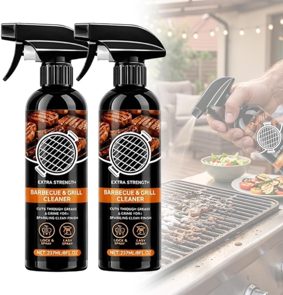 Grill Cleaner Spray for Outdoor Grill, Heavy Duty BBQ Grill Cleaner Spray for Grates and Racks, All Purpose Kitchen Grease Remover for Griddle, Oven, Stovetop and Countertops (8oz*1)
