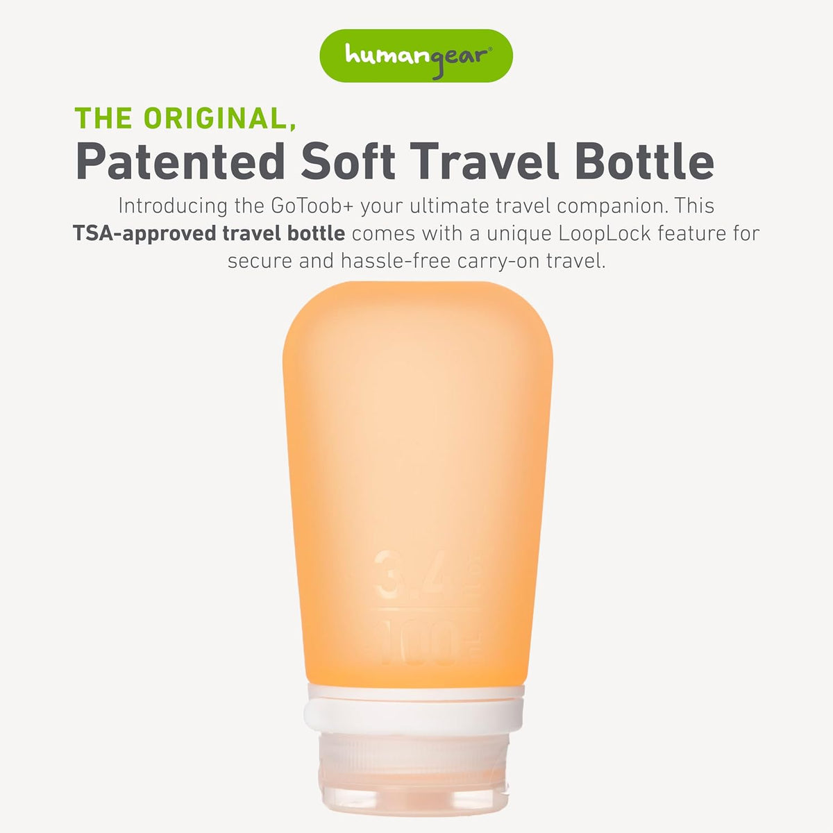 humangear GoToob+ (XL) | Refillable Silicone Travel Bottle | Locking Lid | Food-Safe Material | Blue, XL (6 fl.oz.; 177ml)