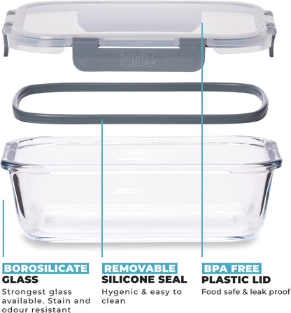 Igluu Meal Prep Glass Containers with Air Vent Lids (5 Pack+Extra Lid) – Airtight & BPA-Free – Oven, Microwave, Freezer and Dishwasher Safe – 28oz – Durable Borosilicate Glass