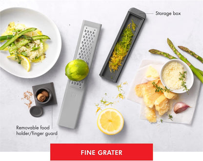 ZWILLING Z-Cut Multifunctional Grater, Mandoline, Faster Grating Technology, Zester, Rasp Grater, Slicer, Finger Guard, Grey