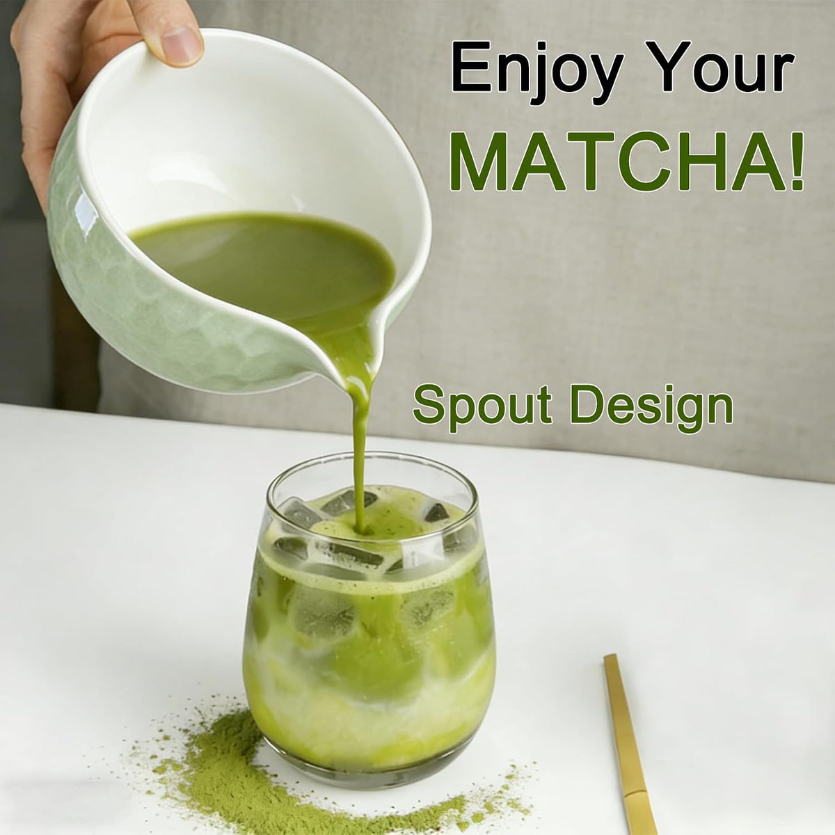Matcha Whisk, Handcrafted Bamboo Whisk for Matcha Powder (Yellow)