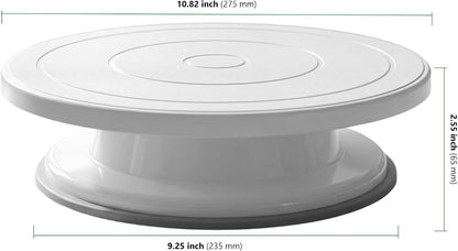 3 Pcs 11 Inch Rotating Cake Turntable, Smooth 360° Revolving Cake Stand