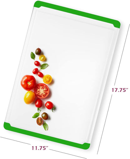 Plastic Cutting Board for Kitchen - Extra Large Cutting Board 18 Inch Reversible Chopping Board, Juice Groove, Non Slip Feet, Dishwasher Safe, BPA Free Large Cutting Board for Meat Vegetables Fruit