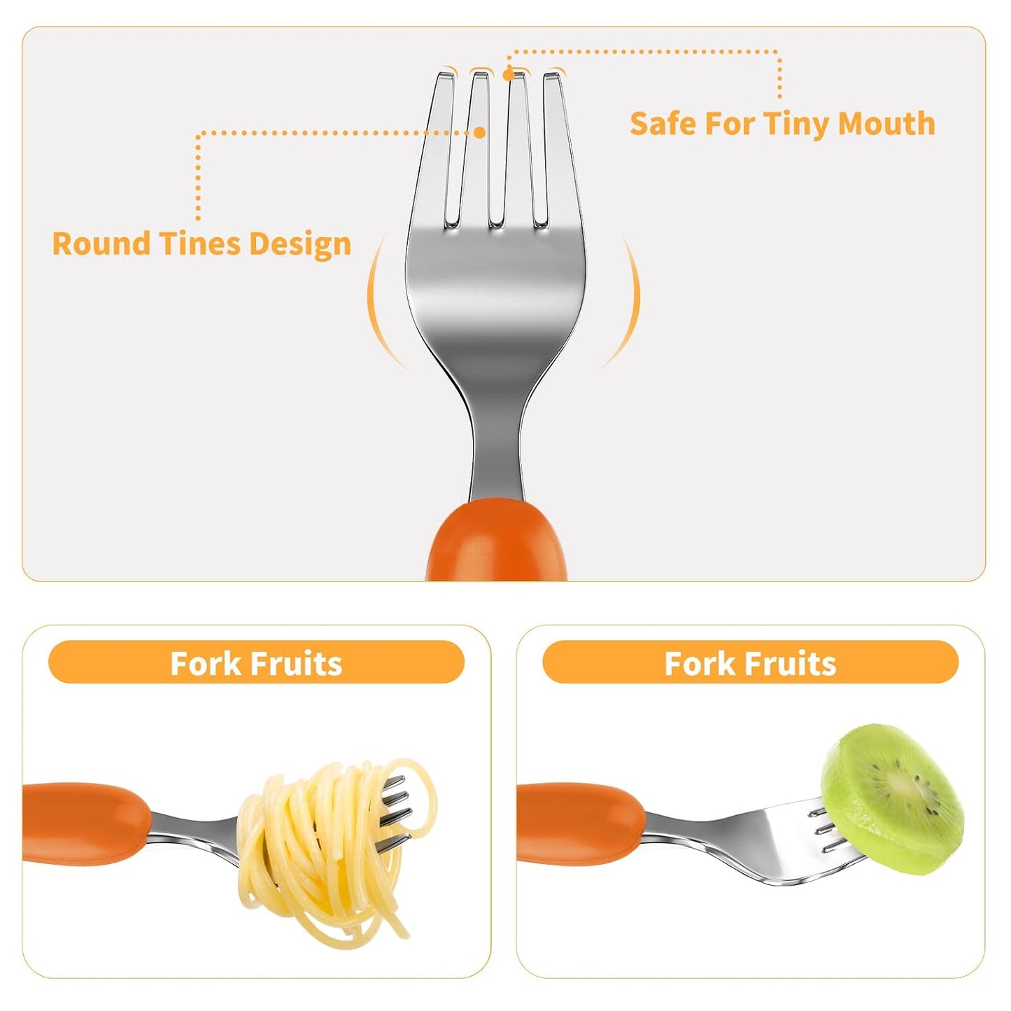 Lehoo Castle 6 Pieces Toddler Utensils, Kids Silverware for 2 3 4 Years Old, Stainless Steel Fork and Spoon Set with Plastic Handle, Safe Toddler Cutlery (Dinosaur)