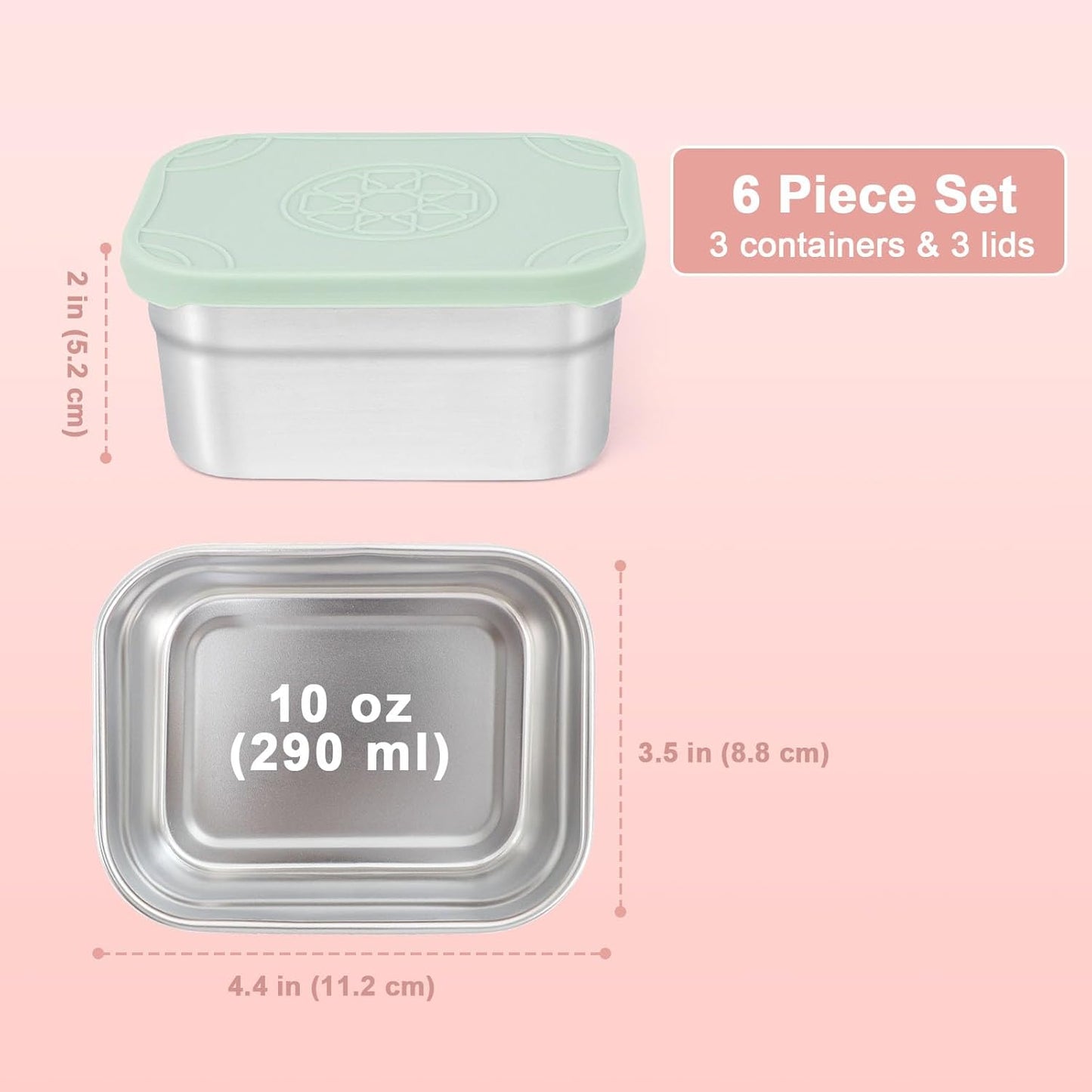 Caperci 25oz Stainless Steel Food Containers, 3-Pack Bento Lunch Box with Silicone Lids, Leak-Proof Reusable Meal Prep Container for Sandwiches & Snacks, BPA-Free (720ML)