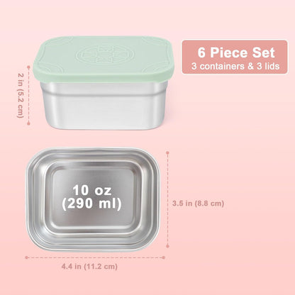 Caperci 25oz Stainless Steel Food Containers, 3-Pack Bento Lunch Box with Silicone Lids, Leak-Proof Reusable Meal Prep Container for Sandwiches & Snacks, BPA-Free (720ML)