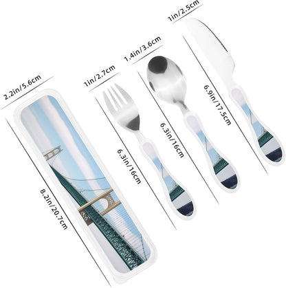 3-Piece Kids Silverware Set With Storage Case, Stainless Steel Reusable Children Safe Knife Spoon Fork Set Ocean Sea Animal Shark Children Flatware Set For Kids Lunch Box