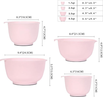 BoxedHome 4.5 Quart Large Plastic Mixing Bowls, Microwave Safe Mixing Bowl Set with Pour Spout, Nesting Bowls for Space Saving Storage(Violet Blue)