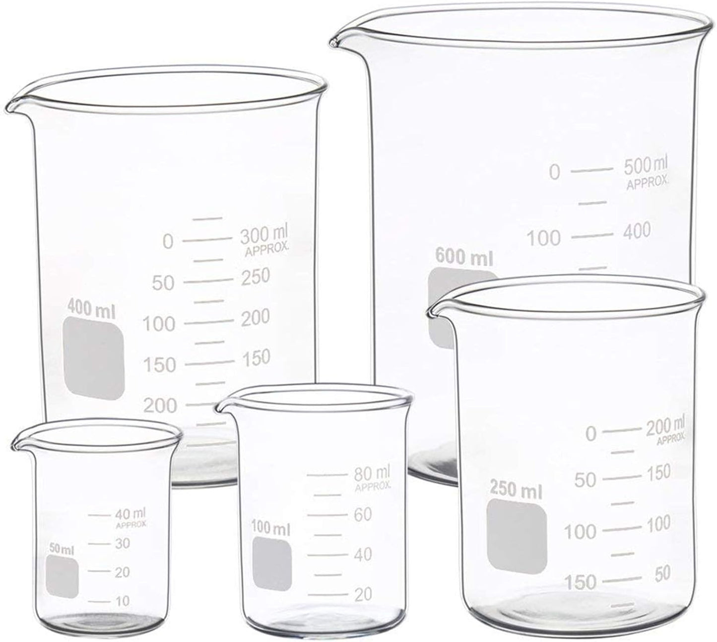 Graduated Glass Measuring Low Form Beaker Set (50ml+100ml+250ml)