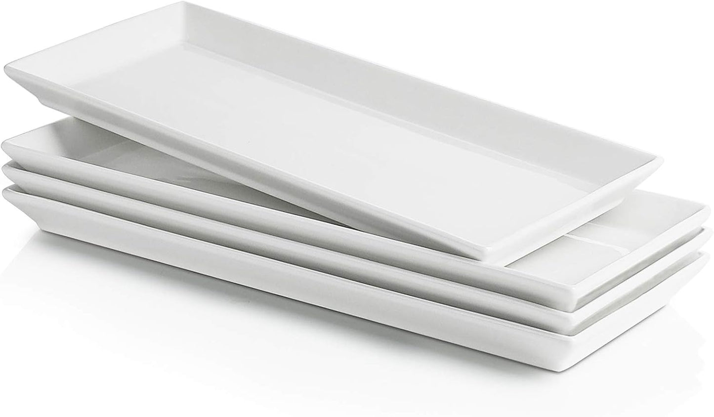 Sweese Serving Platter, 15.5/13.8/11.7 Inch Rectangle Porcelain Serving Trays, Serving Dishes for Entertaining, White Platters for Serving Food Party, Turkey Platter for Thanksgiving, Set of 3