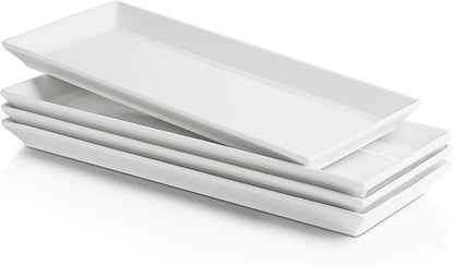 Sweese Serving Platter, 15.5/13.8/11.7 Inch Rectangle Porcelain Serving Trays, Serving Dishes for Entertaining, White Platters for Serving Food Party, Turkey Platter for Thanksgiving, Set of 3