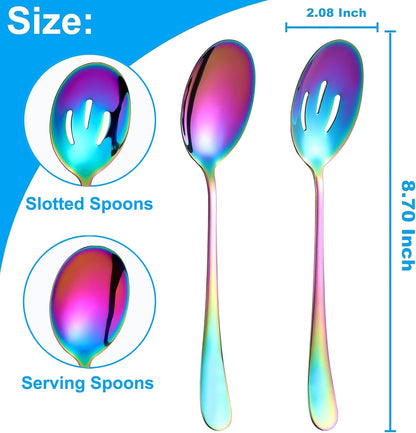 Serving Spoons Set, 8.7 Inch Serving Spoon, Slotted Spoons, Gold