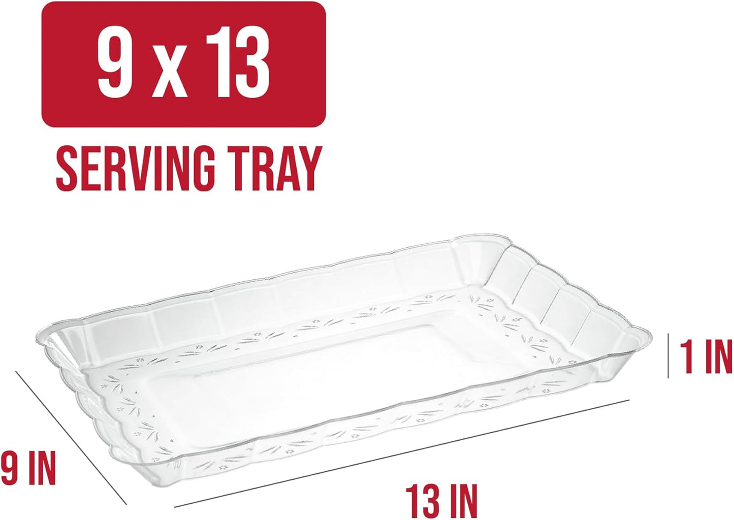 Plasticpro Plastic Serving Trays - Serving Platters Rectangle 9X13 Disposable Party Dish 4 Black Trays