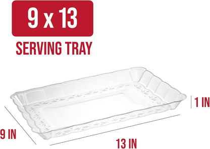 Plasticpro Plastic Serving Trays - Serving Platters Rectangle 9X13 Disposable Party Dish 4 Black Trays