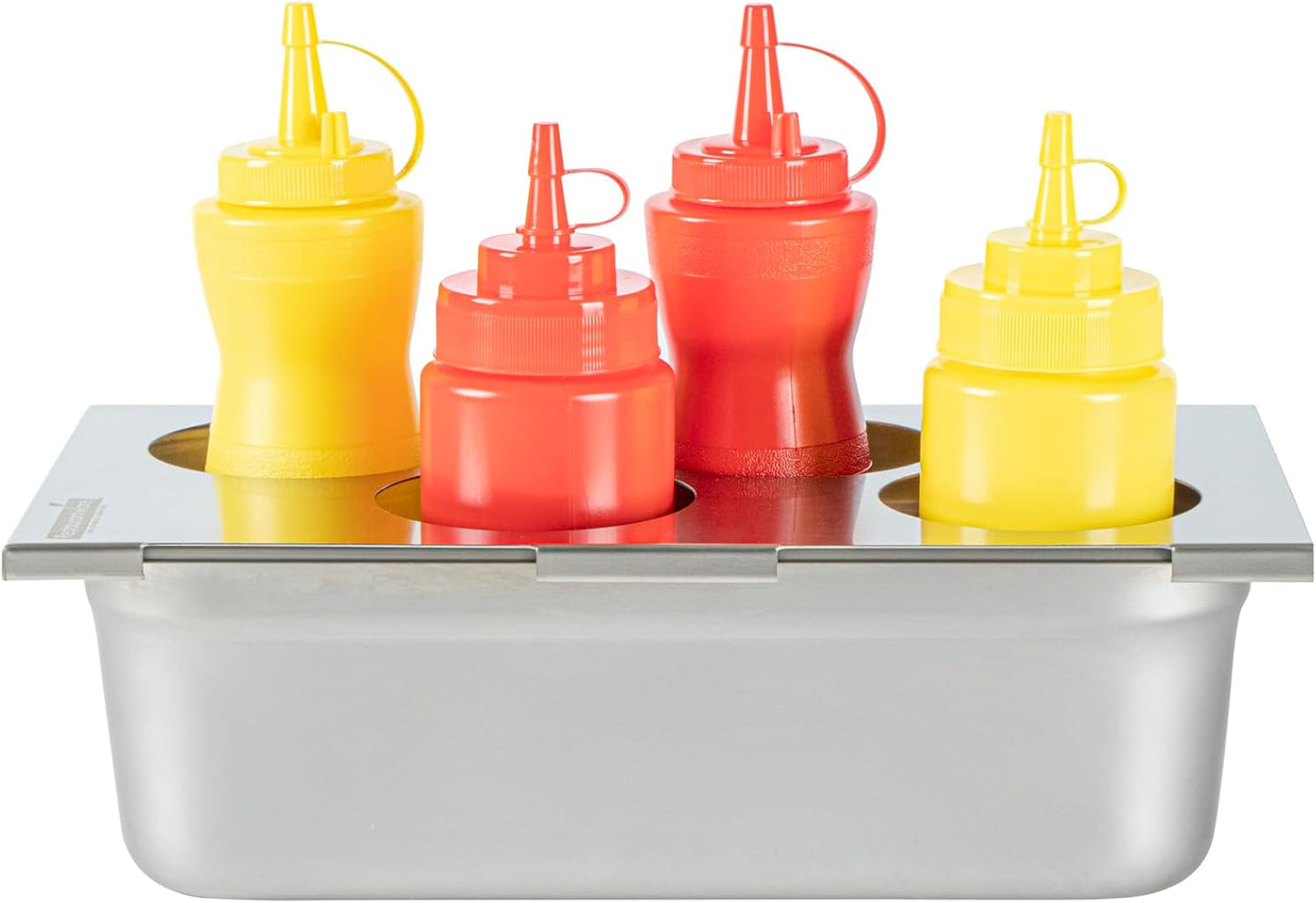 Restaurantware Stainless Steel Bottle Organizer - 1 Count - 6.299 x 7.087 x 0.394 Inches - Dishwasher-Friendly Condiment Holder - Kitchen Bottle Rack - Space-Saving Design - Silver