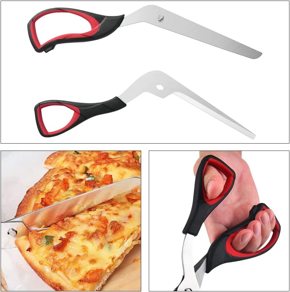 Pizza Scissors Food Grade Stainless Steel Pizza Cutter Stainless Steel Pizza Spatula Slicer Multi Function Kitchen Gadget for Kitchen Pizza Steak Barbecue Muffins