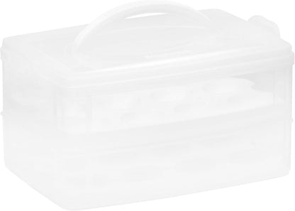 Snapware (2-Layer, 24 Eggs) Plastic Detachable Deviled Egg Carrier Storage Container With Lid and Handle, Freezer Dishwasher Microwave Safe