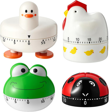 Amylove 4 Pcs Cute Mechanical Kitchen Timer Forest Animals 60 Minutes