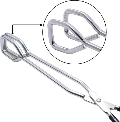 HINMAY 10-Inch Heavy Duty Stainless Steel Kitchen Scissor Tongs, Set of 2