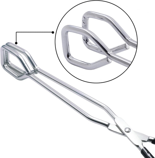 HINMAY 10-Inch Heavy Duty Stainless Steel Kitchen Scissor Tongs, Set of 2
