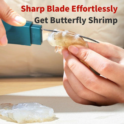 Shrimp Deveiner Tool Portable Shrimp Peeler with Safety Cover Efficient Shrimp Deveining Tool Shrimp Peeler and Deveiner Tool for Easy Shrimp Cleaning Shrimp Knife Shrimp Cleaner(Green)