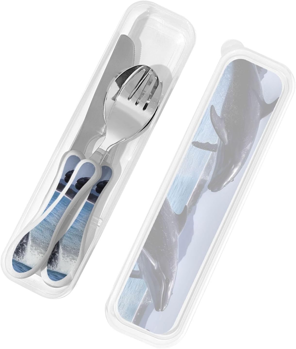 3-Piece Kids Silverware Set With Storage Case, Stainless Steel Reusable Children Safe Knife Spoon Fork Set Elephant Pattern Children Flatware Set For Kids Lunch Box