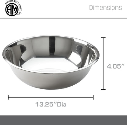 American Metalcraft 16" Stainless Steel Mixing Bowl - 13-Quart Durable Metal Bowls for Mixing, Large Stainless Steel Bowl
