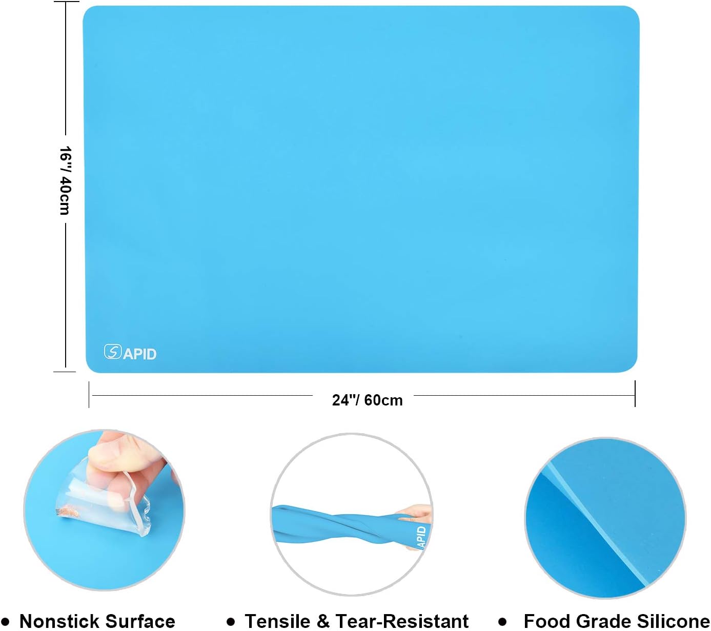 Sapid Extra Large Silicone Sheet for Crafts, Thick Silicone Jewelry Casting Mats, Nonstick Nonslip Silicon Mat for Epoxy Resin, Art Painting, Heat- Resistance Counter Mat (20"×27.9", Dark Gray)