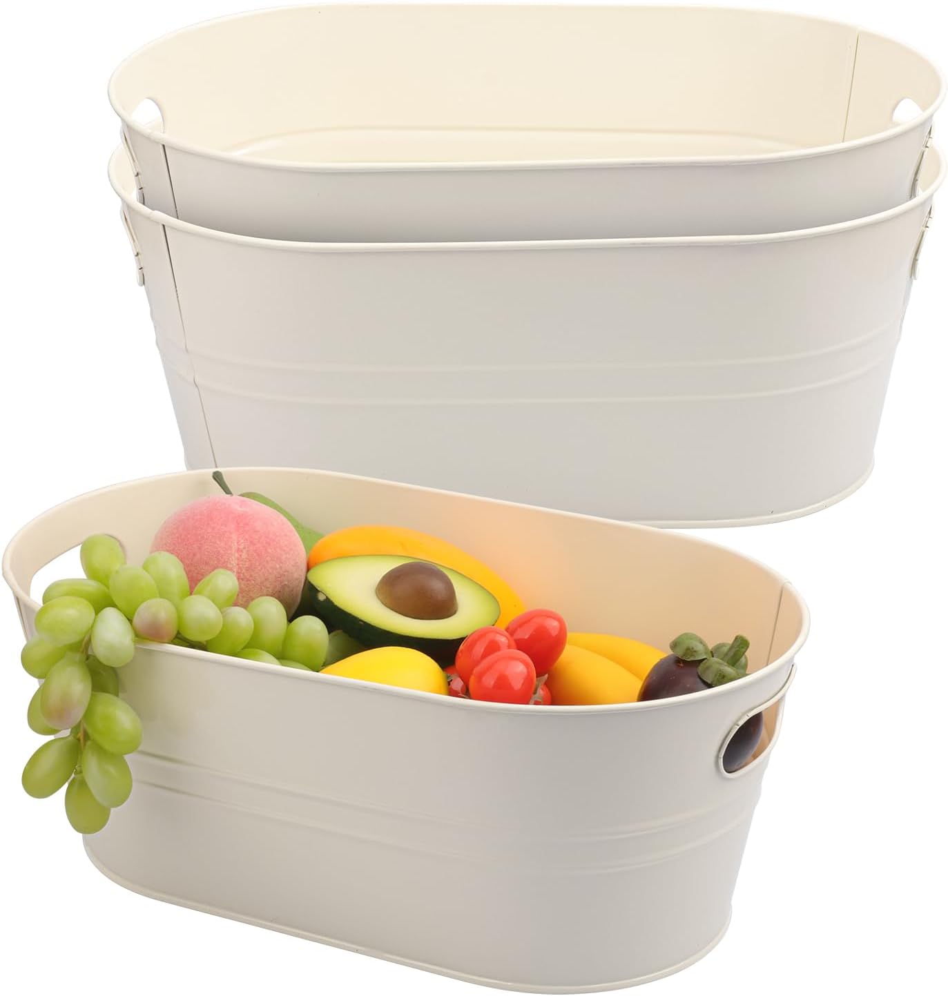 3 Pack 15.3" x 9" x 6" Yellow Metal Galvanized Tub with Handles, 3 Gallon Large Beverage Tubs for Parties, Beer, Wine, and Cocktails, Rust-Proof and Durable Ice Buckets