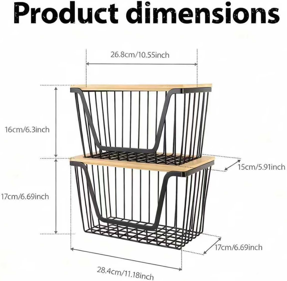 2 Pack Onion and Potato Storage Bins, Stackable Pantry Organizers Storage, Large Wire Storage Basket for Onion, Potato, Fruit, Vegetables