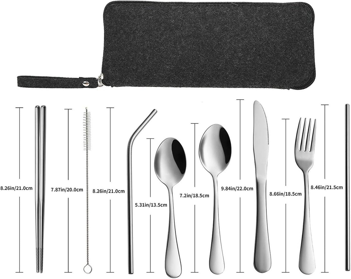 VANDBAO Camping Utensils Set, Portable Travel Utensils with Case for Fixing Tableware, Reusable Stainless Steel Stable Cutlery Set, Lunch Picnic Flatware Silverware (Rainbow Set)