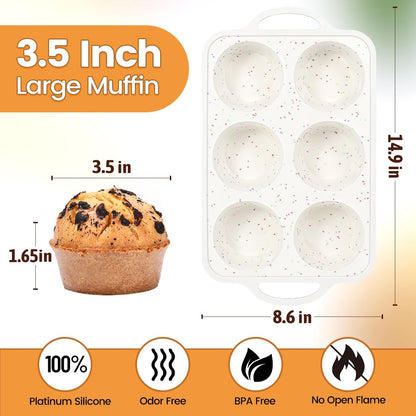 Silicone Muffin Pans for Baking, Metal Reinforced Frame 12 Cups Regular Size Silicone Cupcake Pan Nonstick Muffin Tin for Baking Muffin, Cupcake, Frittatas,BPA Free, Silicone Molds Dishwasher Safe