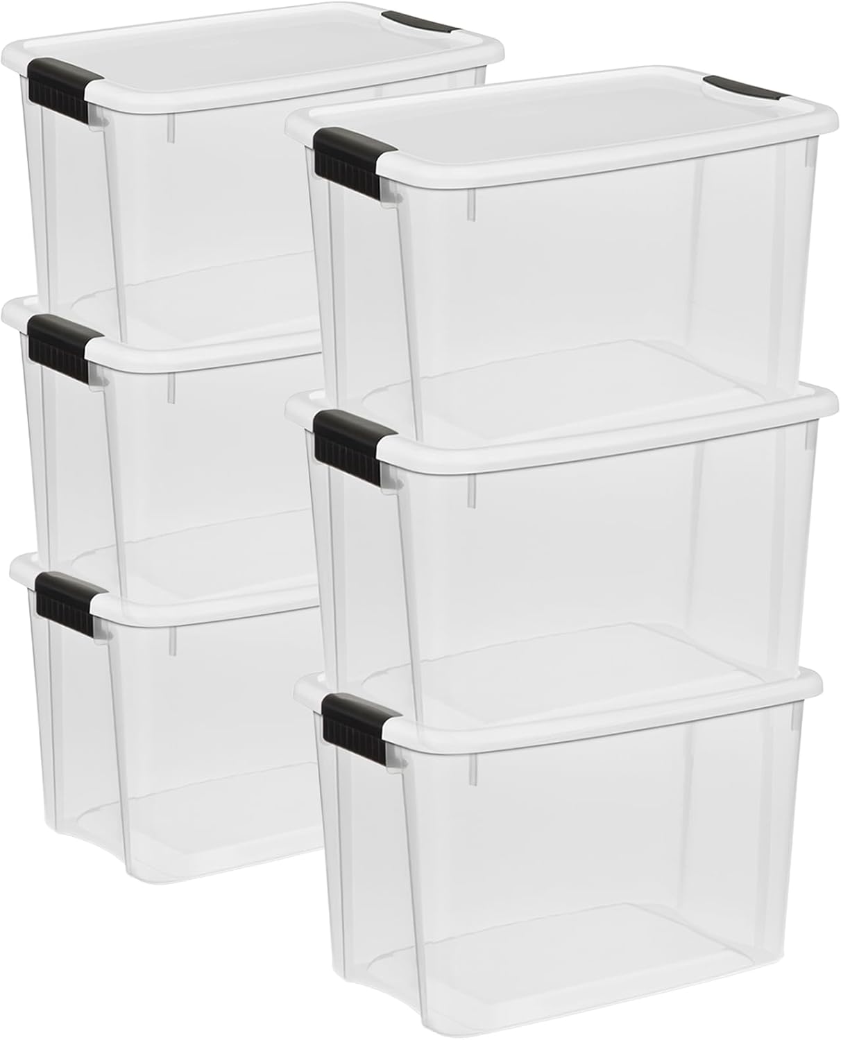 Sterilite 6-Pack Ultra Latching Box, Storage Bins with Lids, Clear Plastic, 18 Qt – Large Heavy-Duty Organizing Bin Containers for Home, Closet, Kitchen, Pantry, Bathroom, and Office