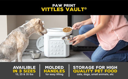 Vittles Vault Traditional Pet Food Storage Container For Dog Kibbles/Bird Seed/Oatmeal/Rice/Flour/Cereal, BPA Free Plastic, Sealed Airtight For Cat Food, Up To 50 lb, Made in USA, With Scoop, Gray
