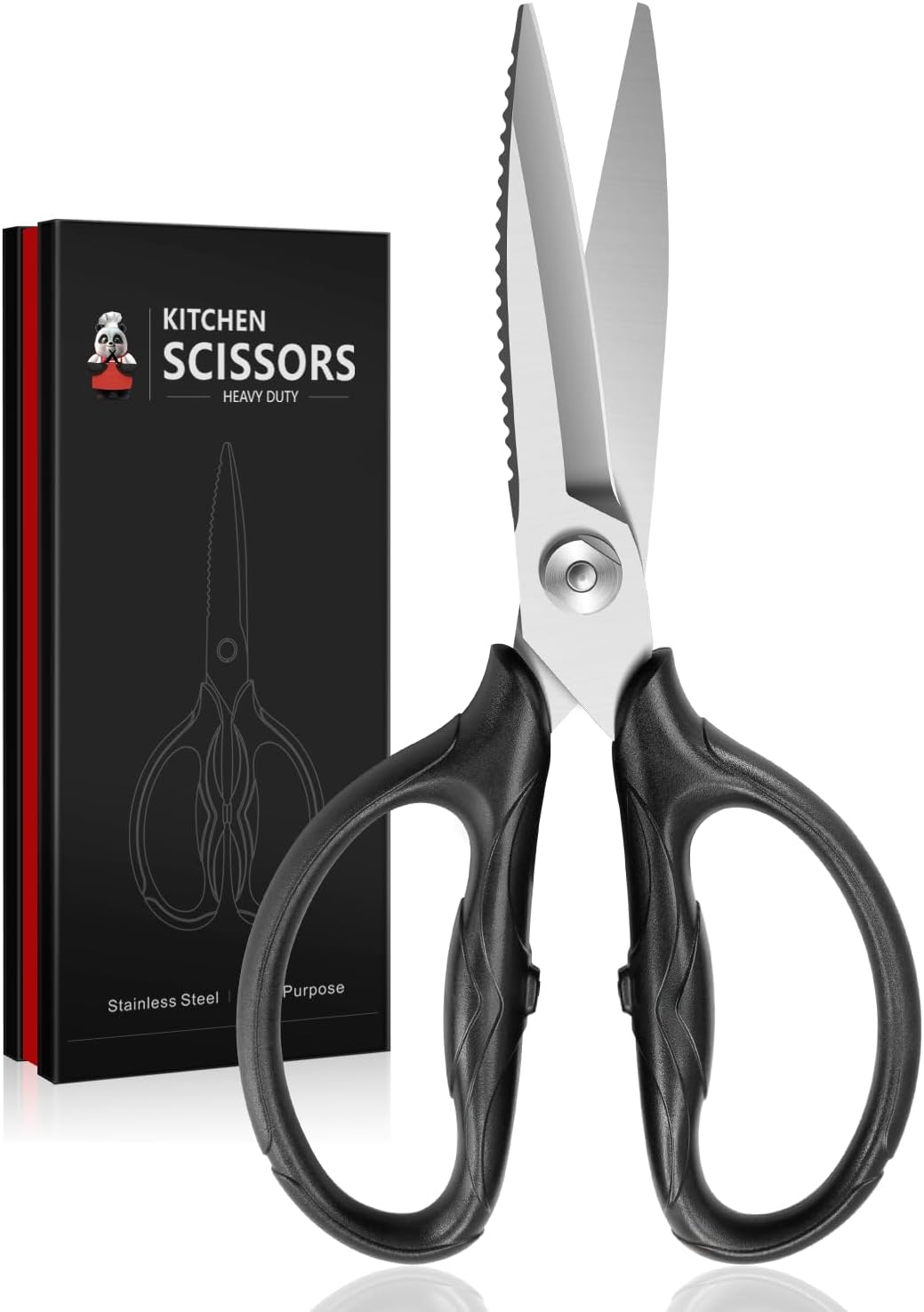 SHAN ZU 8.4" Titanium Heavy Duty Kitchen Scissors - Japanese 5Cr15MoV Stainless Steel Shears, All Purpose Detachable Shears for Meat/Herbs/Poultry, Dishwasher Safe, Gift Box Included (Black)