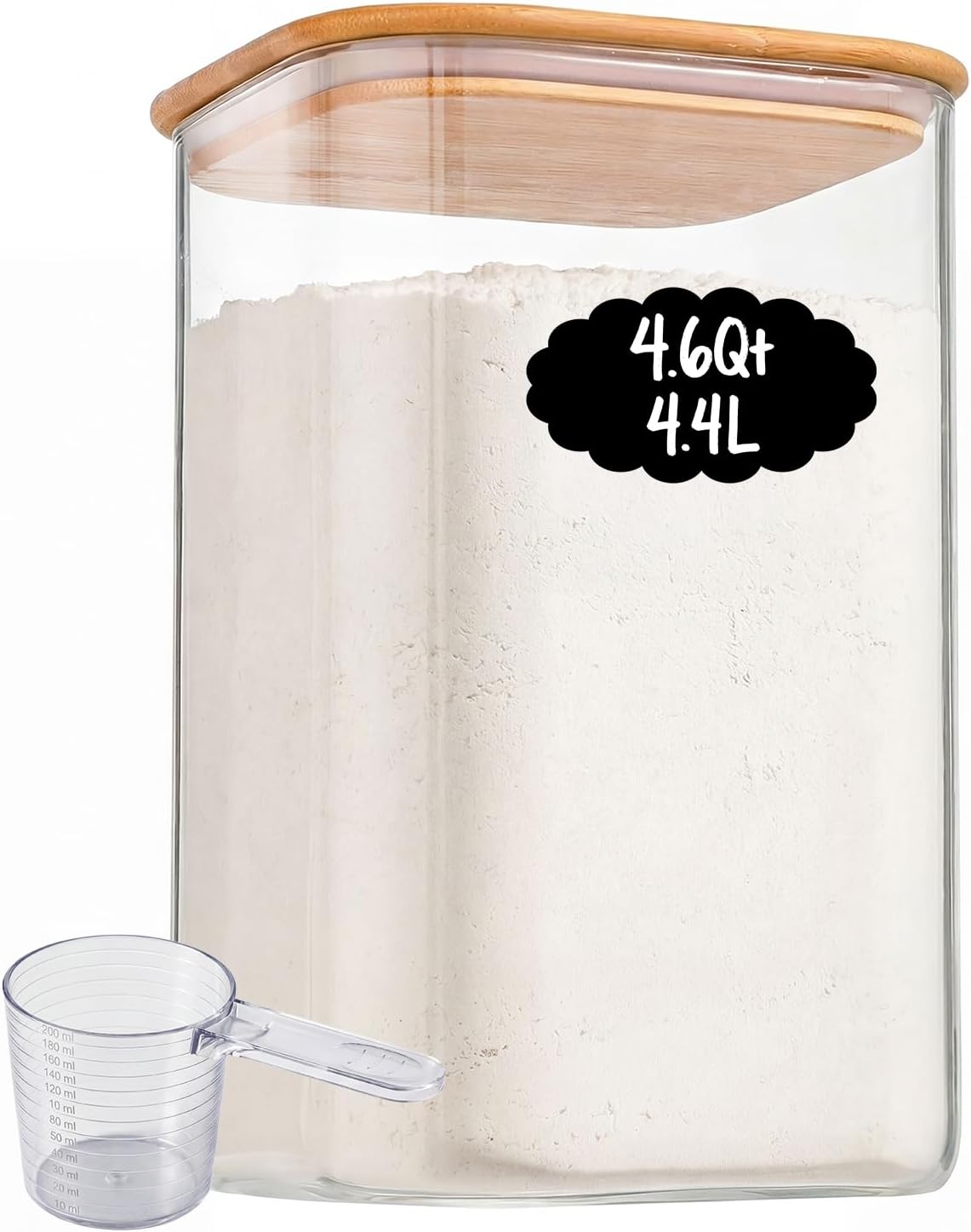 2-Pack 3.4Qt Large Glass Flour Sugar Storage Containers with Lids | Wide Mouth Design, With Measuring Cups, Minimalist Kitchen Organizer,Scandinavian Style Storage,Nordic Style Storage