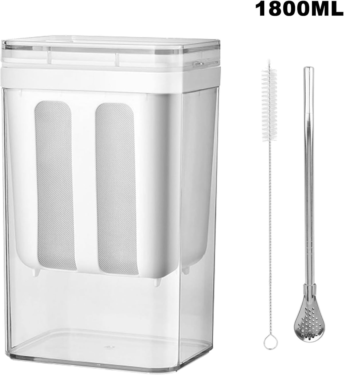 1100ml Greek Yogurt Maker & Strainer with Straw Spoon, Brush & Mesh Bag