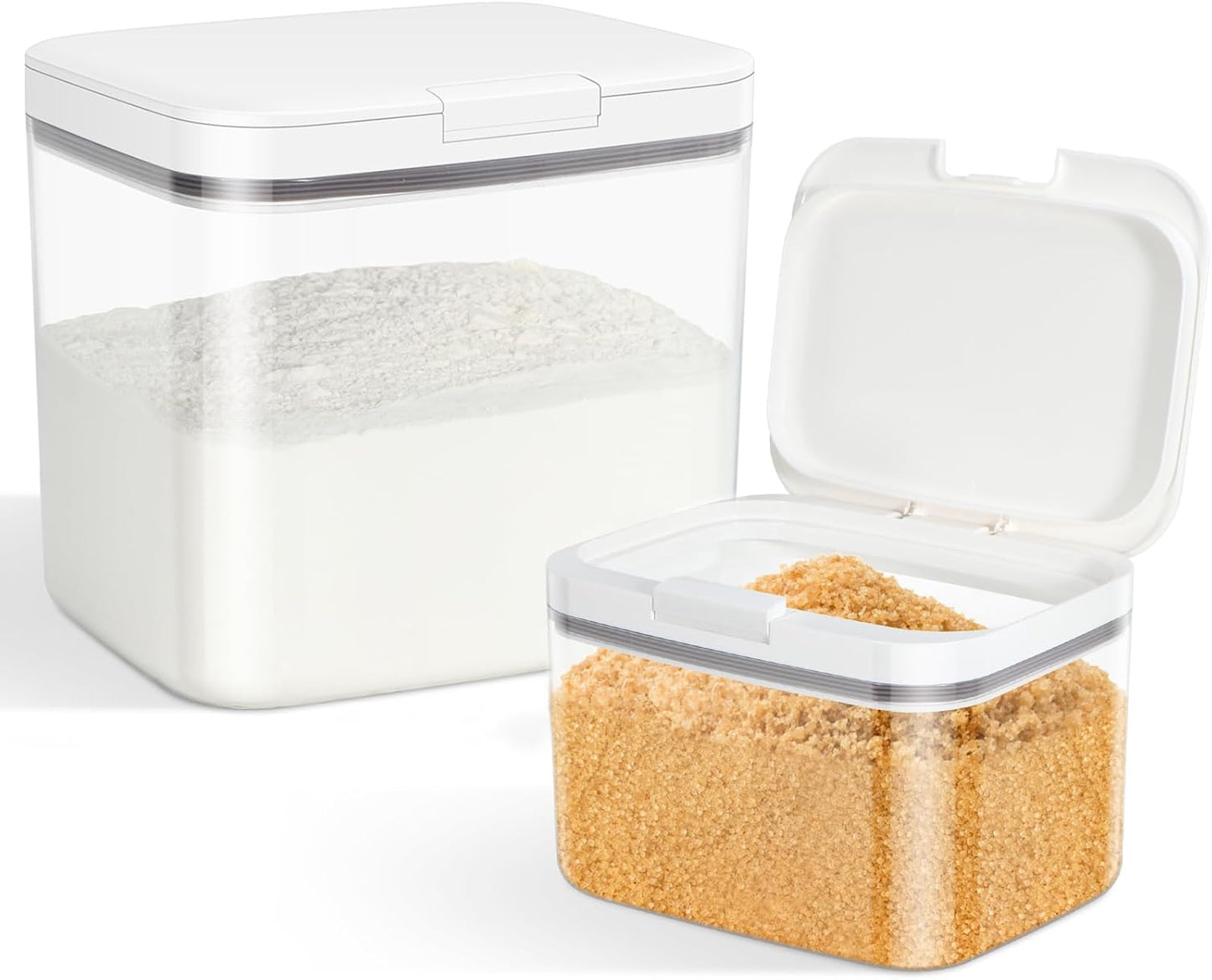 TBMAXS Rice Flour Storage Container - 6.5 Qt | 12 Lbs Crystal-Clear Plastic Food Storage Container Bin with Flip-up Lid, Dry Food Holder for Kitchen Pantry Organization and Storage
