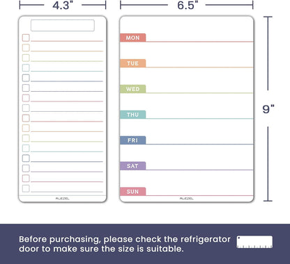 ALEZEL Weekly Dry Erase Board for Fridge, Magnetic Meal Planner Whiteboard Set - Includes Weekly Calendar for Refrigerator & 2 to Do List White Boards, 3 Markers + Eraser